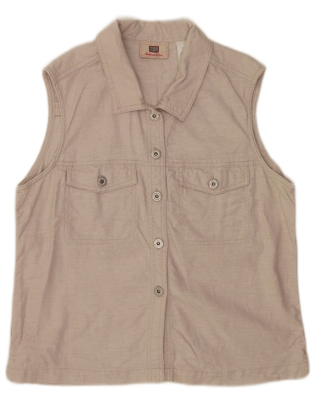 Blusa feminina sem mangas Faded Glory Reino Unido 16 grande linho cinza