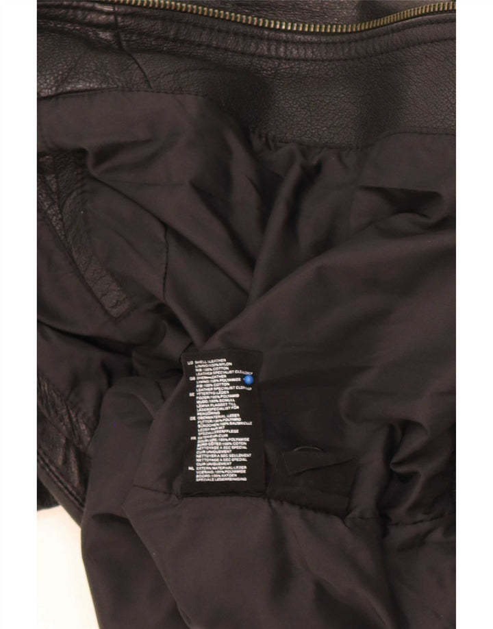 Jaqueta de couro militar feminina H&M Reino Unido 14 médio preto