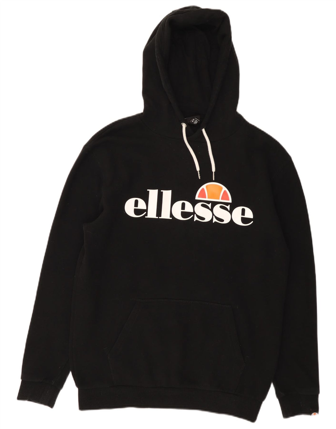 Suéter Ellesse masculino com capuz gráfico pequeno algodão preto