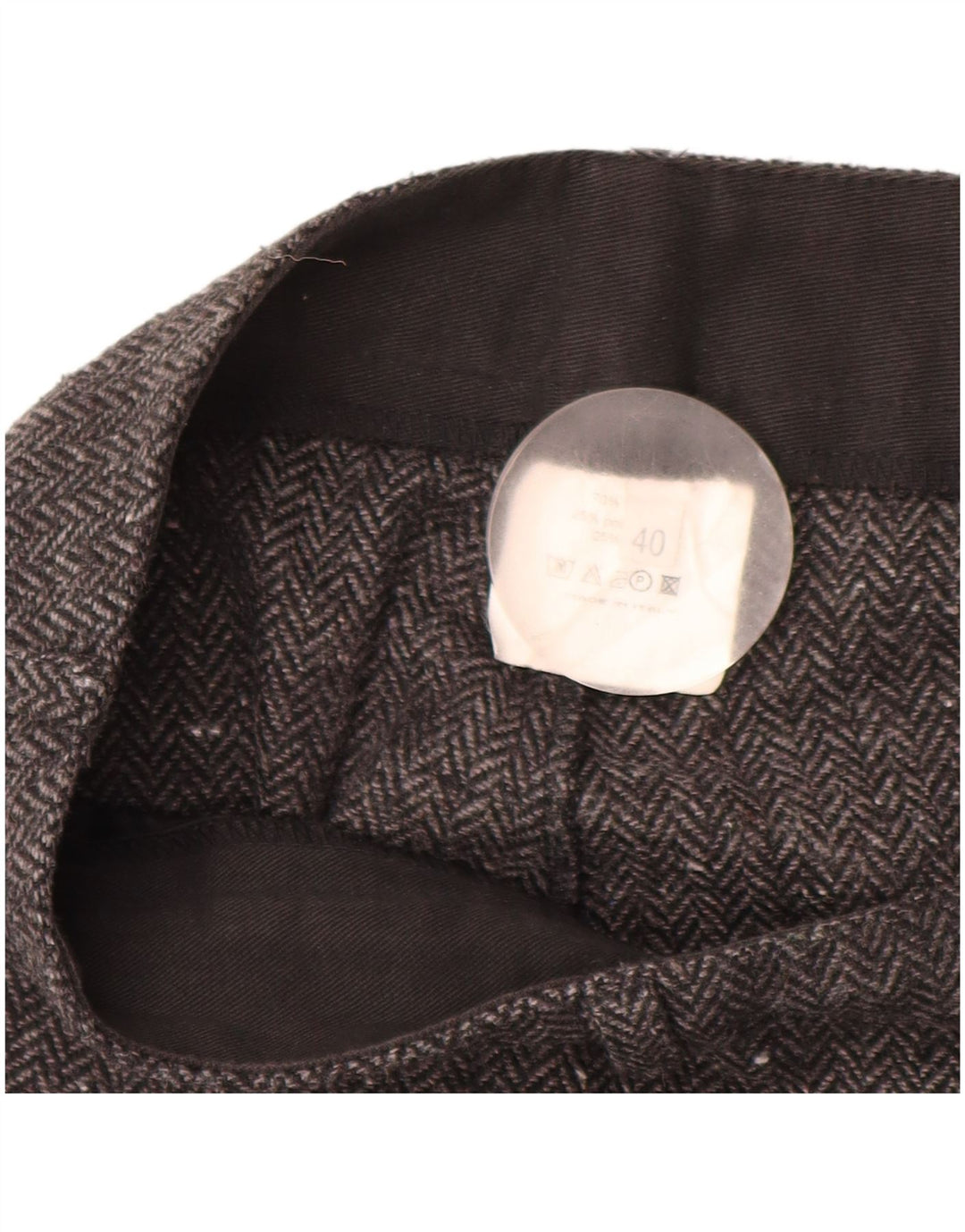 Calça casual feminina VINTAGE IT 40 pequena W28 L32 espinha de peixe cinza