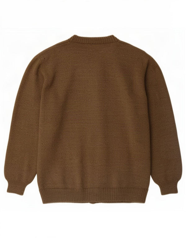 Suéter Cardigan Masculino Vintage XL Marrom Geométrico
