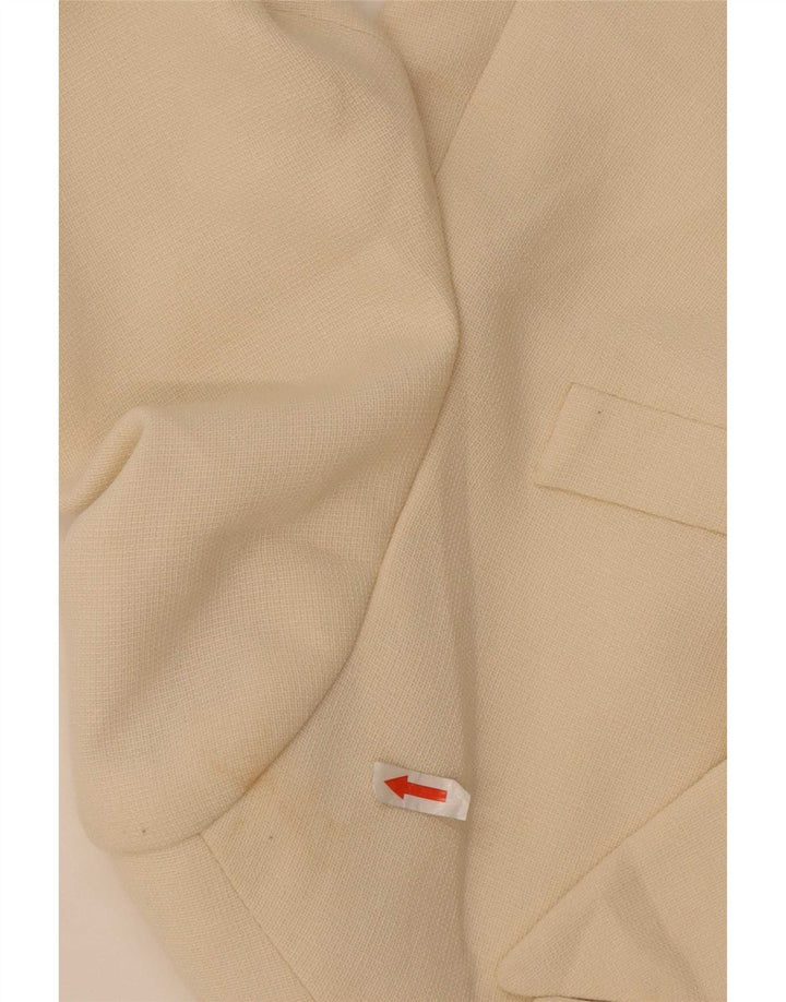 Jaqueta blazer feminina Zara com peito duplo Reino Unido 14 poliéster bege médio