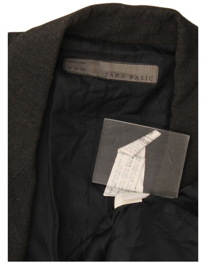 Jaqueta blazer feminina Zara com 1 botão Reino Unido 16 XL cinza poliéster