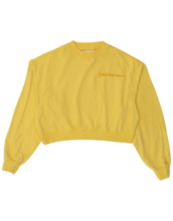 Calvin Klein Jeans moletom feminino oversized jumper UK 16 grande amarelo