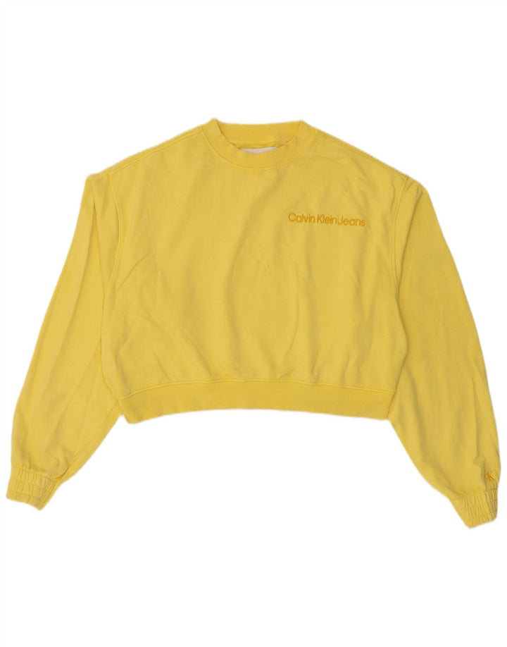 Calvin Klein Jeans moletom feminino oversized jumper UK 16 grande amarelo