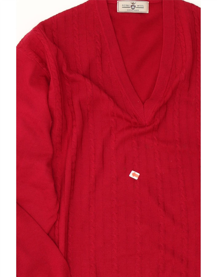 VINTAGE Mens V-Neck Jumper Sweater Large Red Wool Vintage Vintage and Second-Hand Vintage from Messina Hembry 