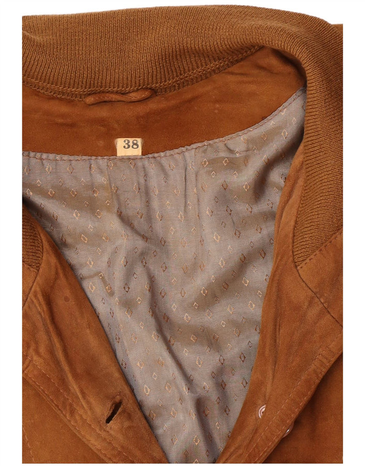 Jaqueta bomber de camurça feminina vintage UE 38 marrom médio retrô