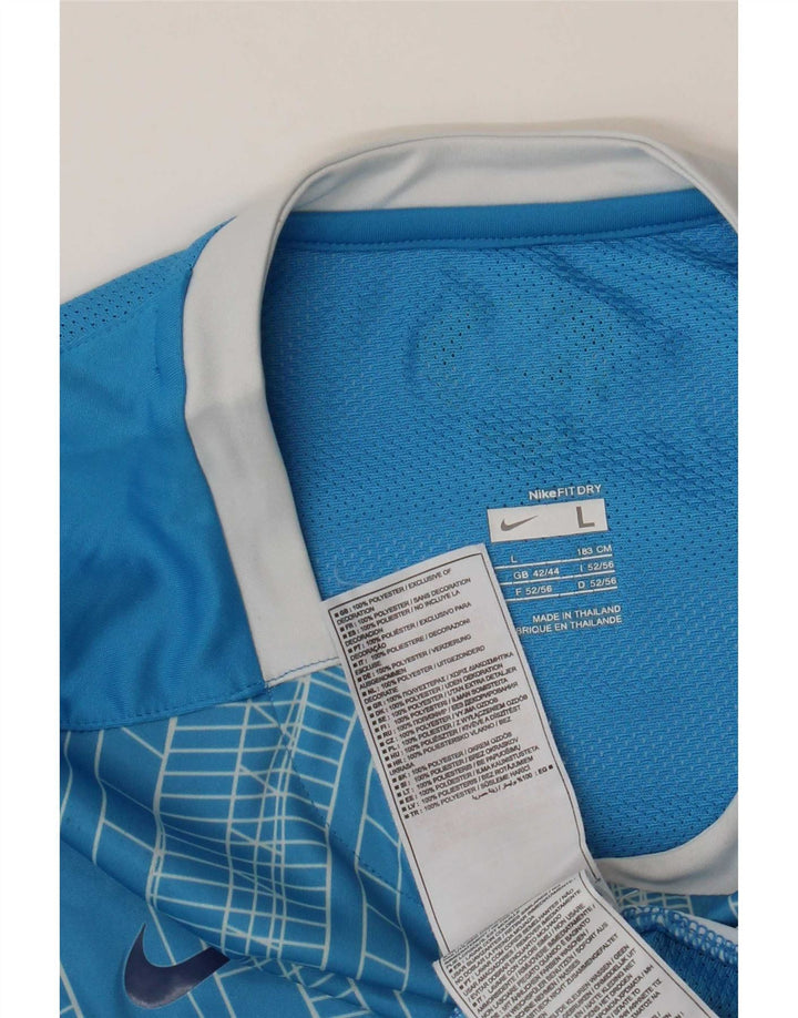 Camiseta masculina Nike Top UK 42/44 grande poliéster geométrico azul