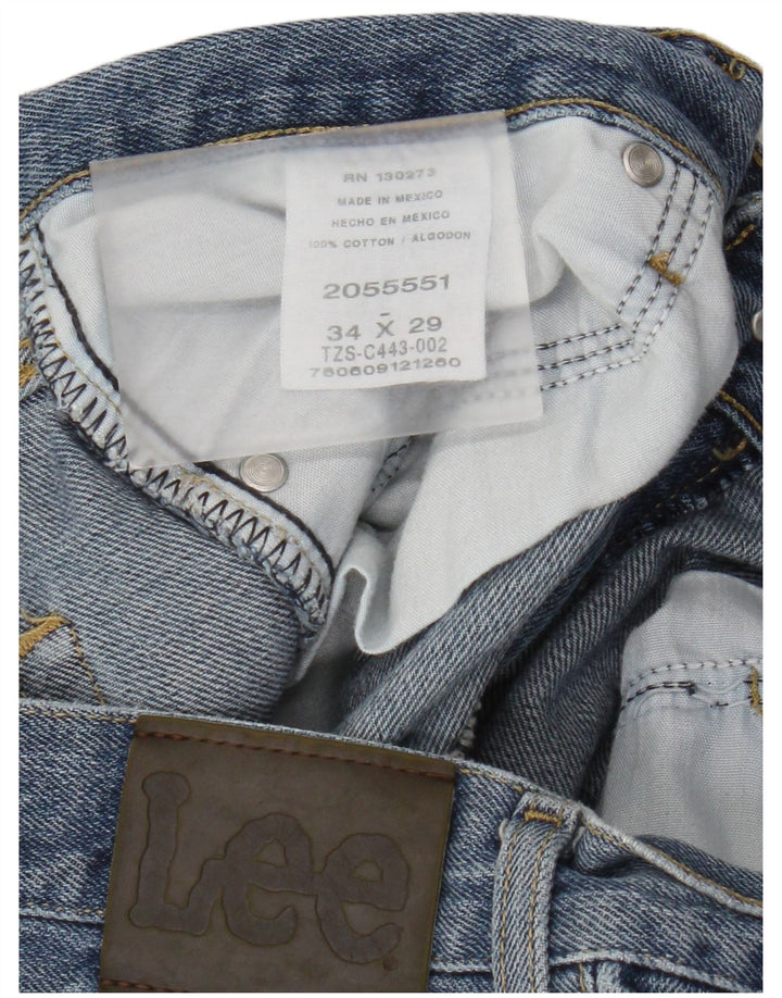 Lee Mens Straight Jeans W34 L29 Azul Algodão