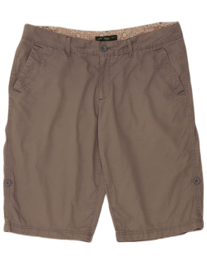 Shorts Chino Feminino Eddie Bauer US 12 Grande W34 Algodão Cinza