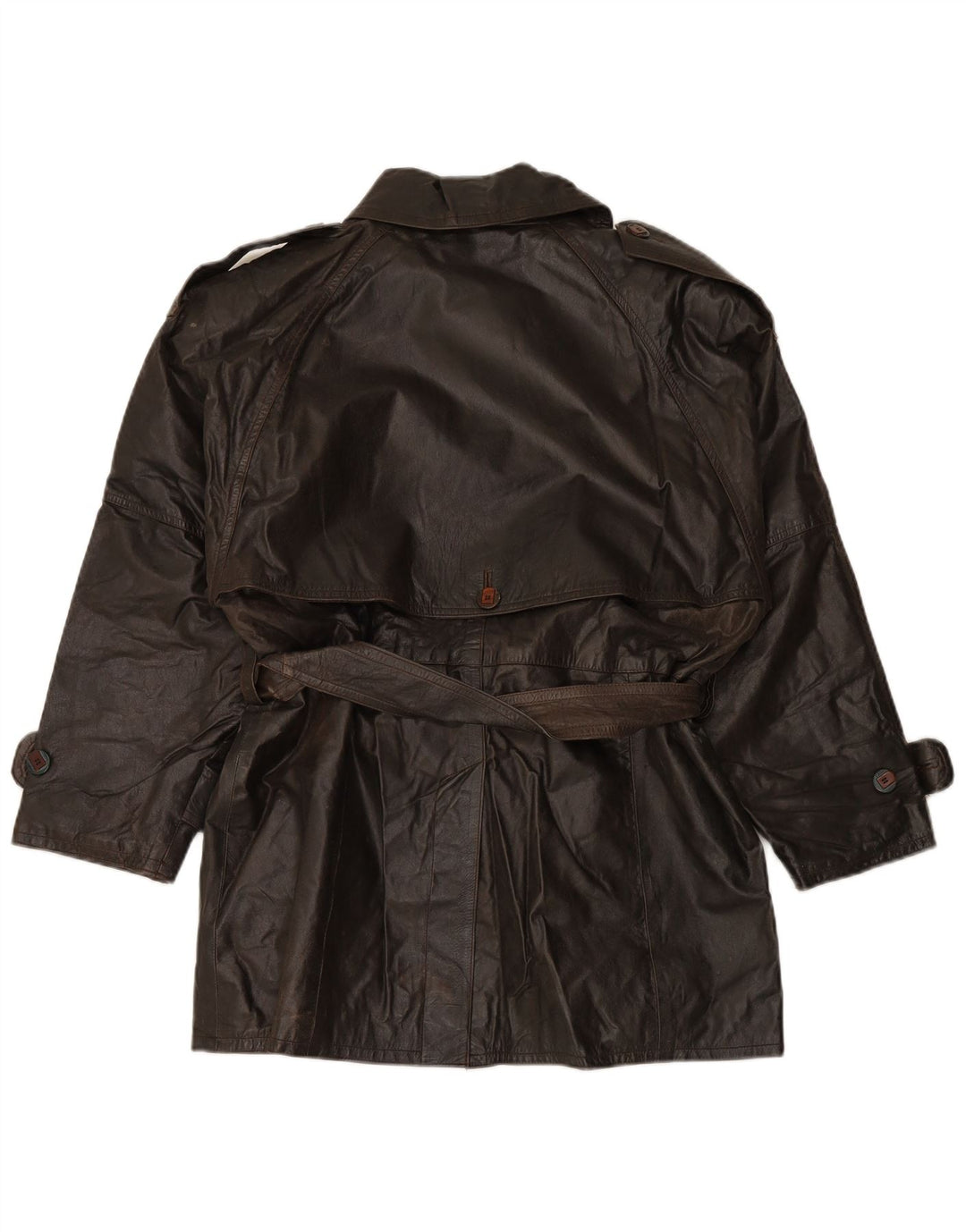 Casaco feminino VINTAGE de couro com peito duplo EU 38 couro marrom médio