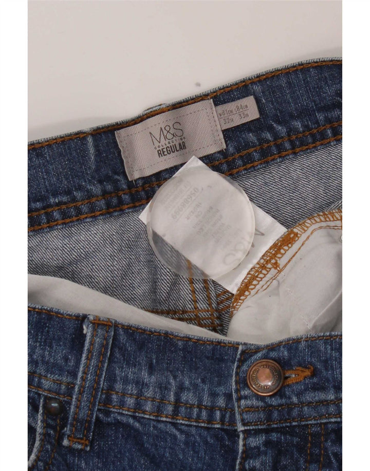 Jeans Marks & Spencer masculino regular fit reto W32 L33 algodão azul
