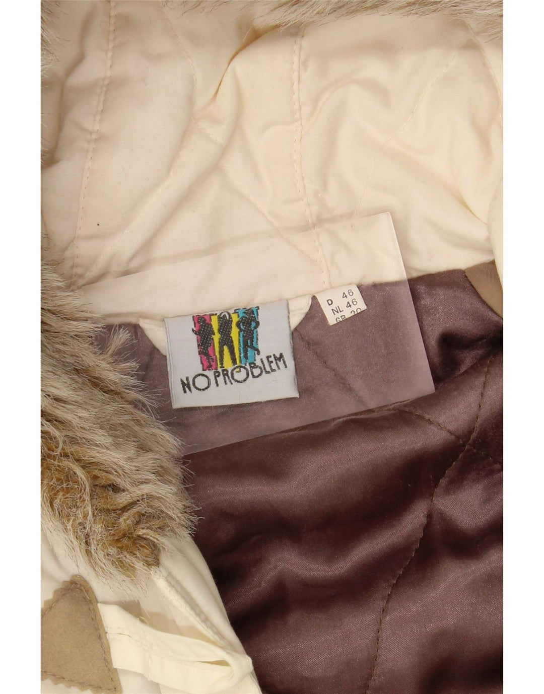 NO PROBLEM Duffle Coat feminino com capuz UK 20 2XL poliéster floral branco