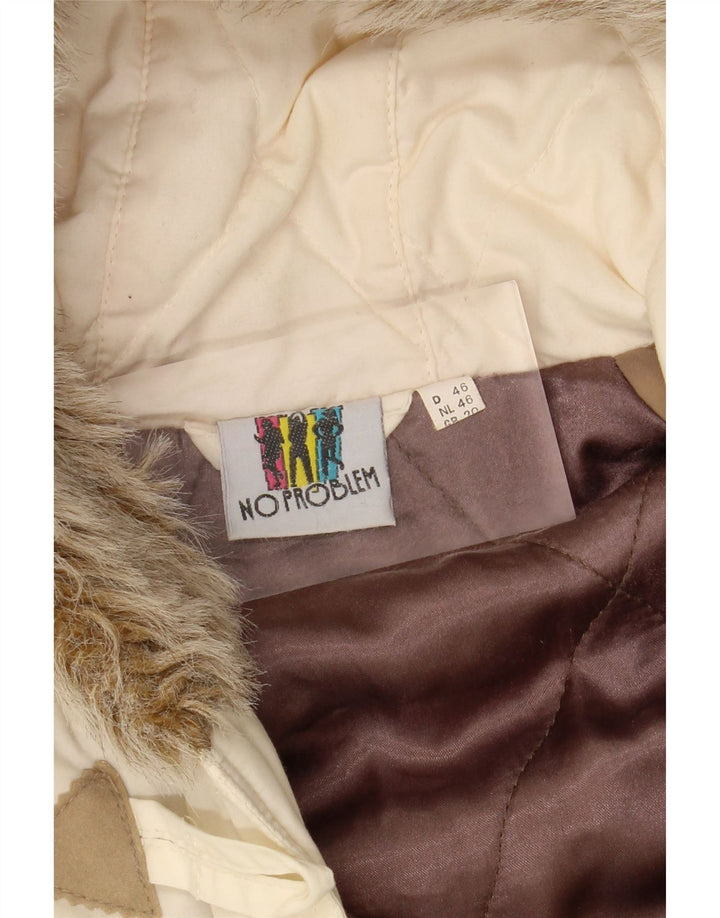 NO PROBLEM Duffle Coat feminino com capuz UK 20 2XL poliéster floral branco