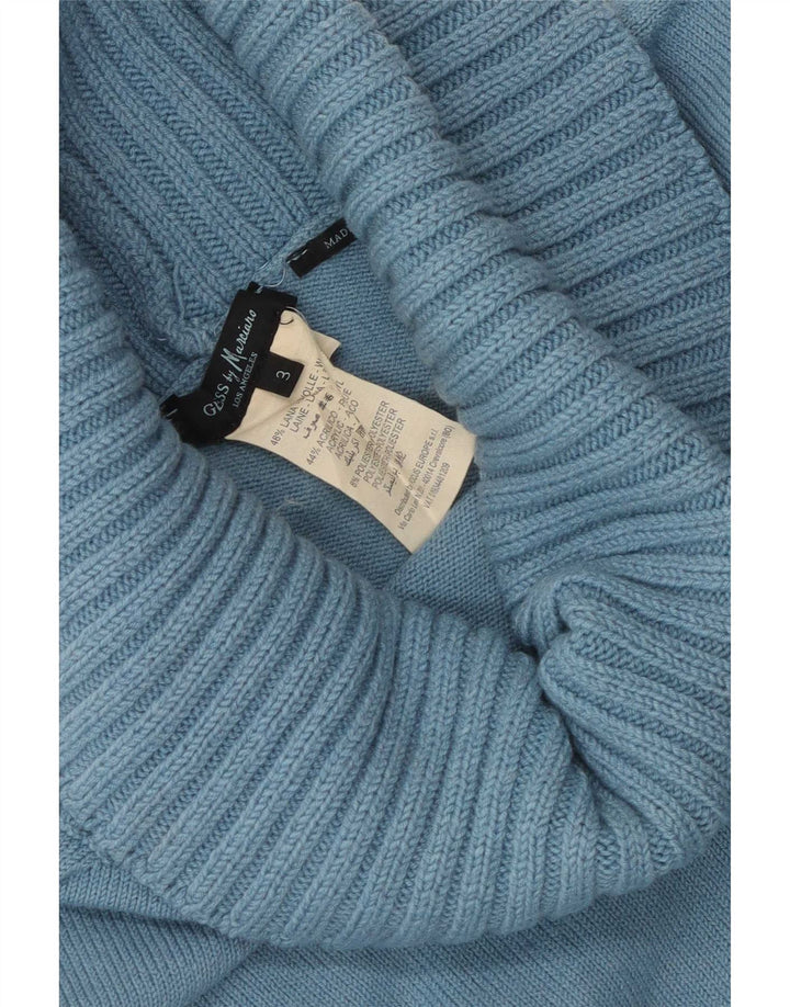 Suéter feminino com gola redonda da Guess tamanho 3 lã azul pequena