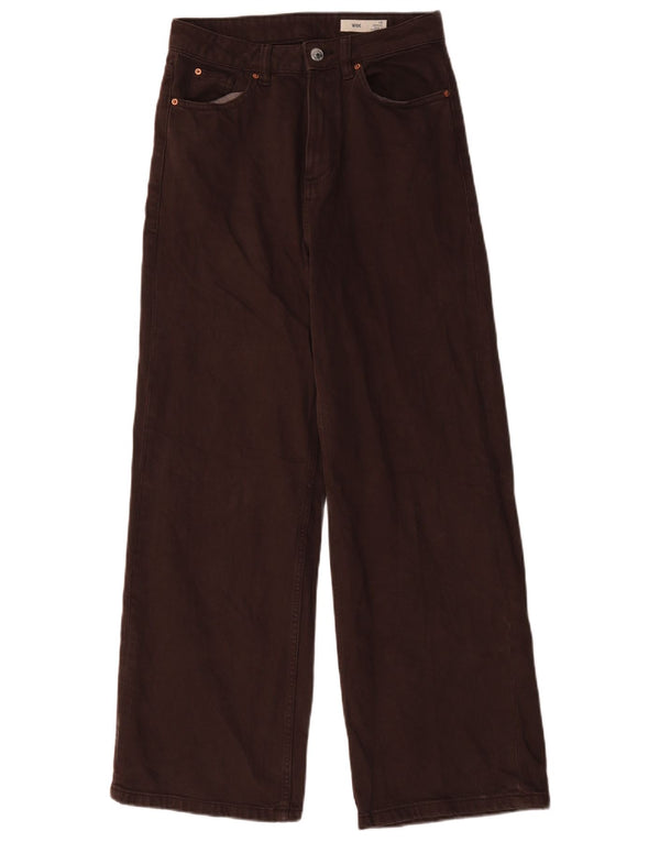 Marks & Spencer Womens Wide Leg Jeans UK 10 Small W28 L29 Brown Cotton
