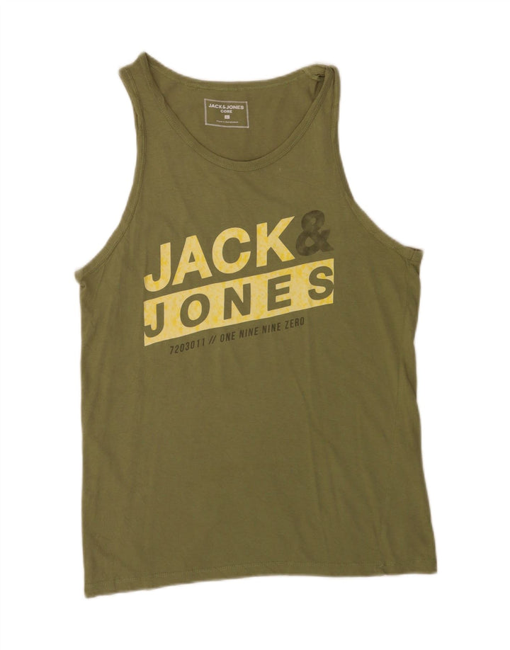 Colete gráfico masculino Jack & Jones Top grande de algodão verde