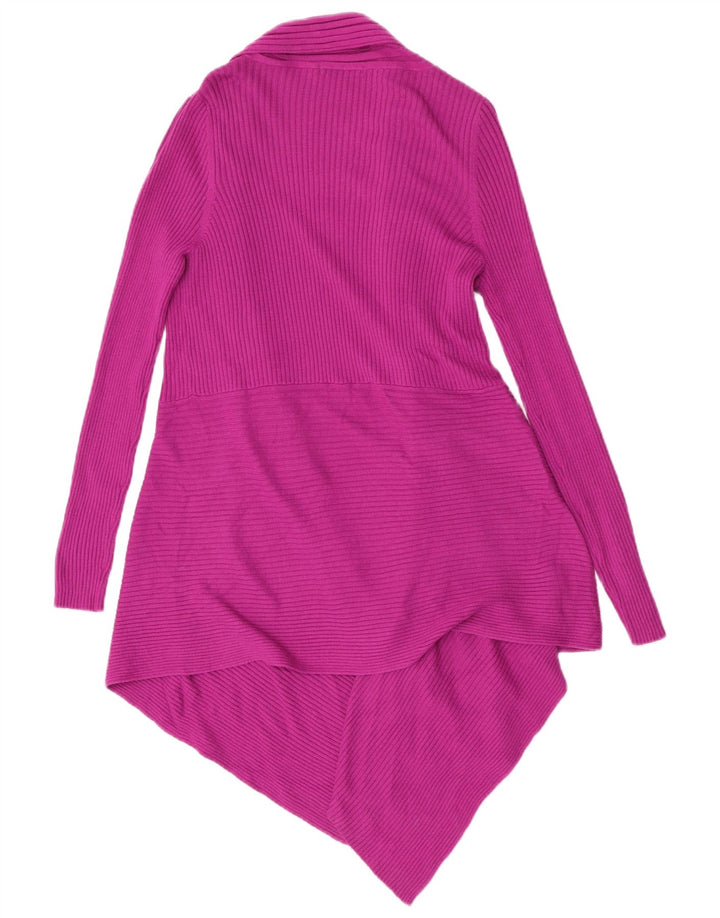 Suéter cardigã feminino assimétrico aberto Marks & Spencer Reino Unido 16 grande rosa