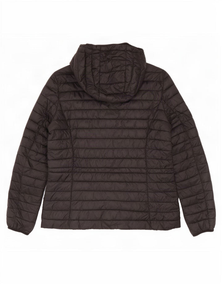 Jaqueta feminina acolchoada com capuz Massimo Dutti Reino Unido 12 médio preto nylon