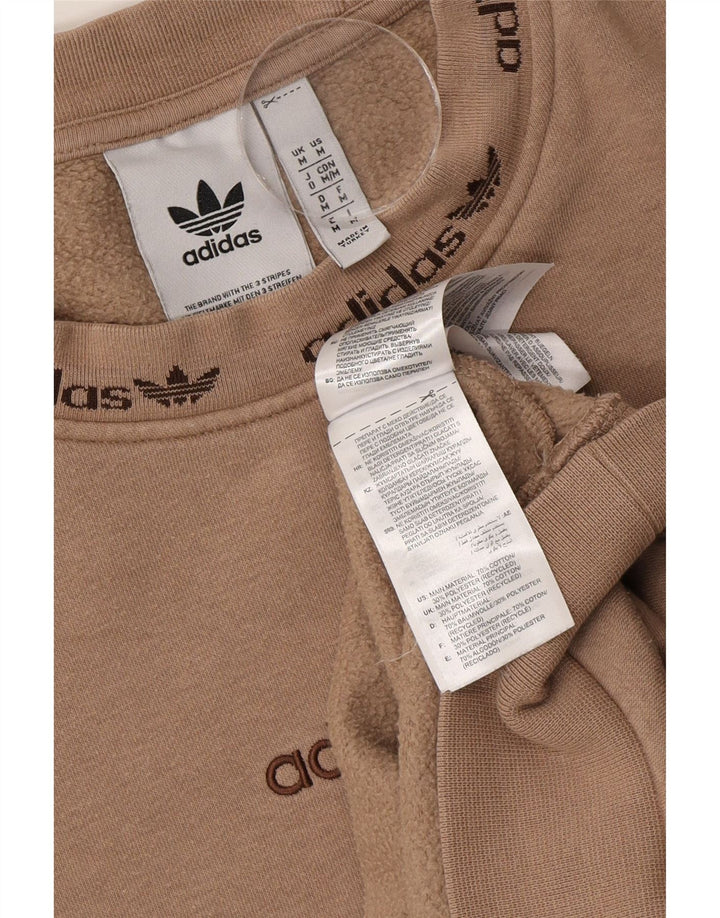 Adidas Mens Graphic Moletom Jumper Médio Bege Algodão