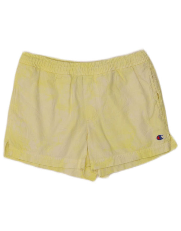 Shorts esportivos femininos Champion UK 6 XS amarelo tie-dye algodão