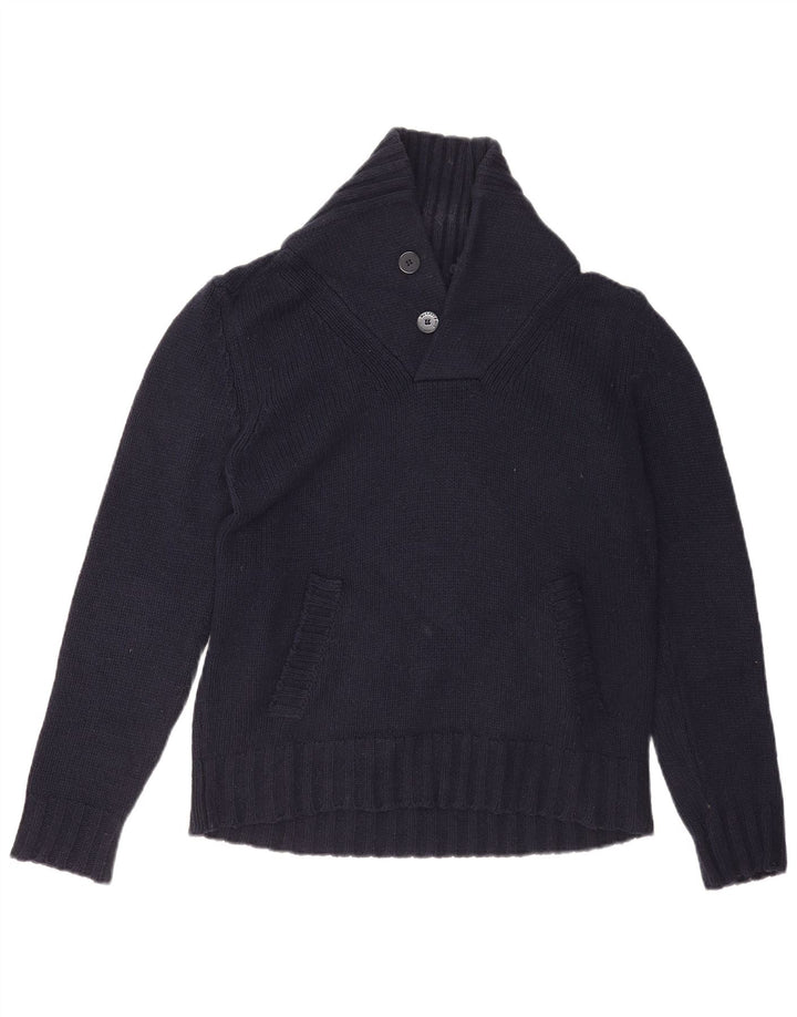 Suéter masculino Murphy & Nye com gola xale e viscose azul marinho médio