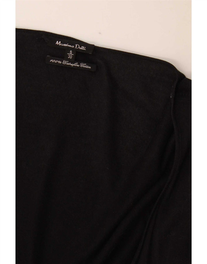 Suéter cardigan aberto feminino Massimo Dutti Reino Unido 10 pequeno algodão preto