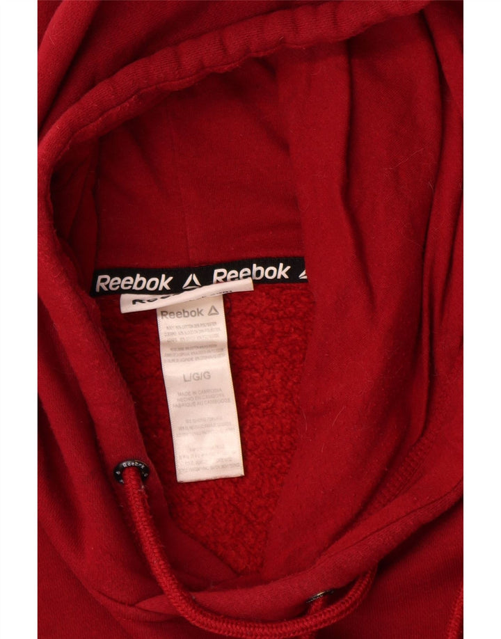 REEBOK Mens Graphic Hoodie Jumper Large Red Cotton