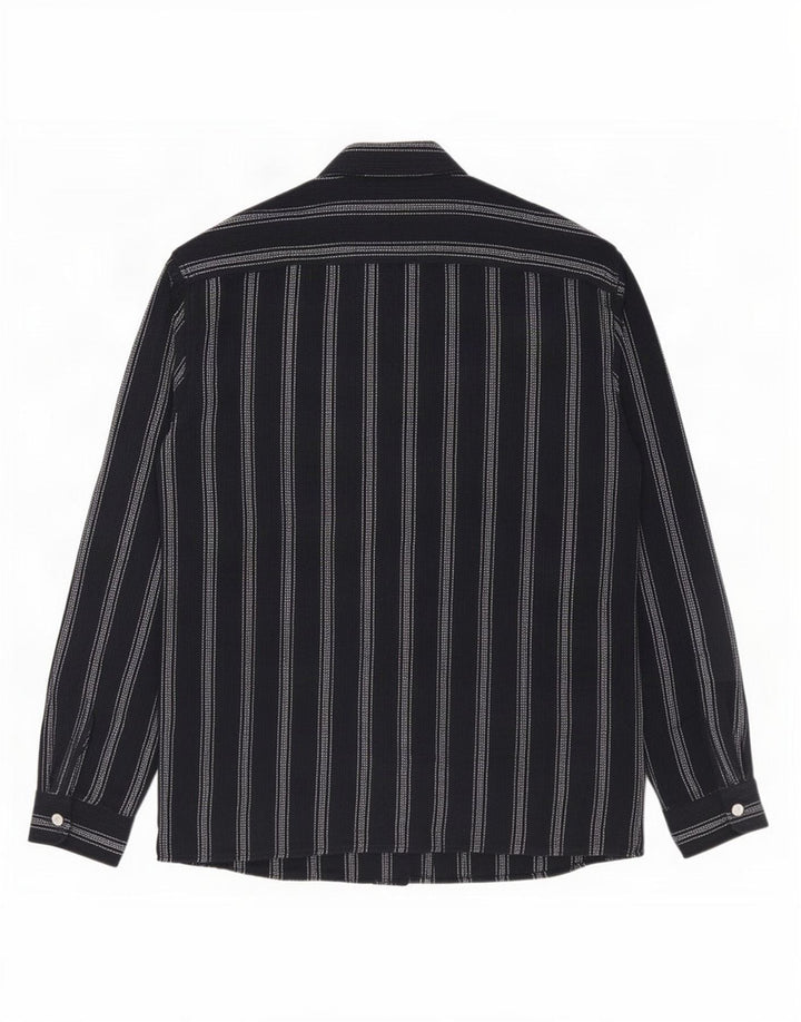 Camisa masculina Zara de algodão listrado azul marinho médio