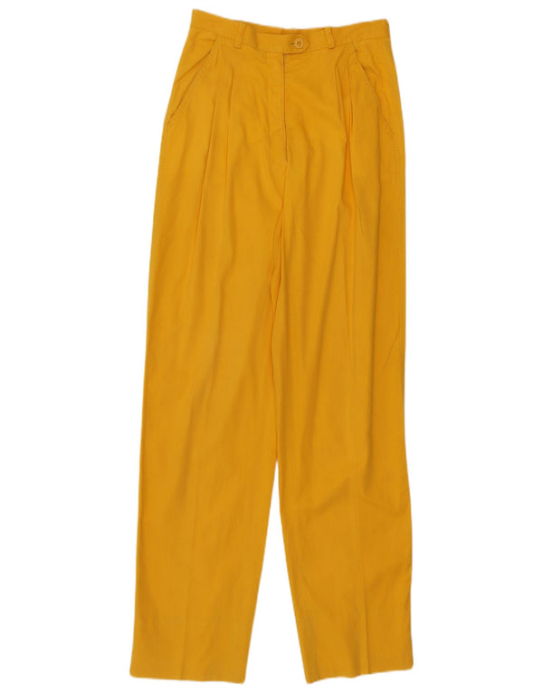 Calças de terno femininas vintage W26 L30 Algodão amarelo