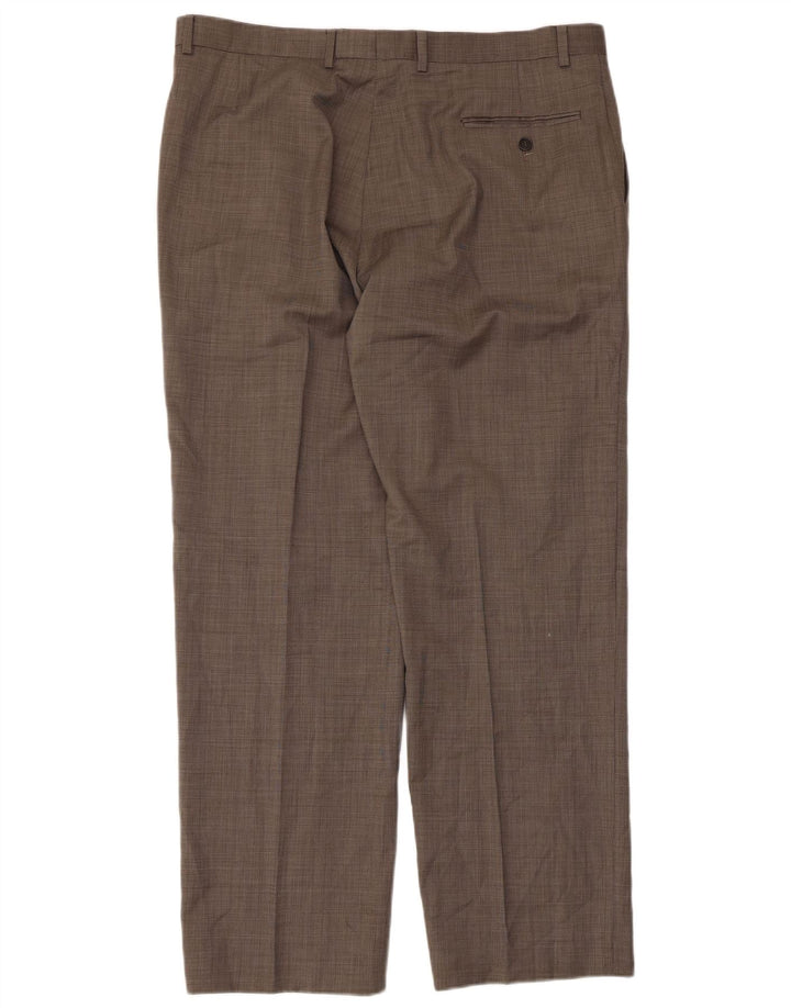 Calça masculina de terno reto Marks & Spencer W38 L31 cinza nova lã