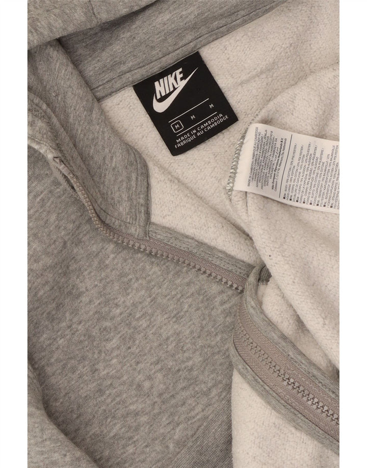 Suéter masculino Nike com capuz e zíper e algodão cinza médio