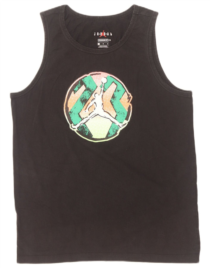 Jordan Mens Standard Fit Graphic Vest Top Médio Algodão Preto