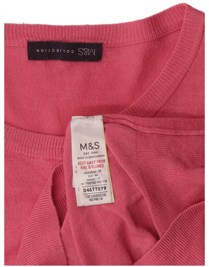 Suéter cardigã feminino Marks & Spencer Reino Unido 16 grande viscose rosa clássico