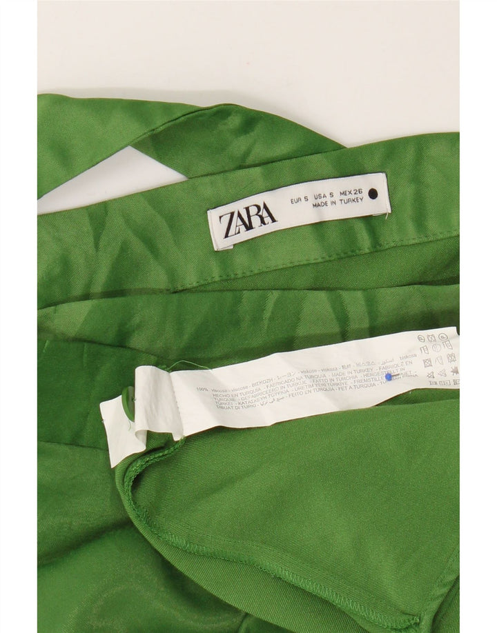 Mini saia envoltória feminina Zara pequena W26 viscose verde