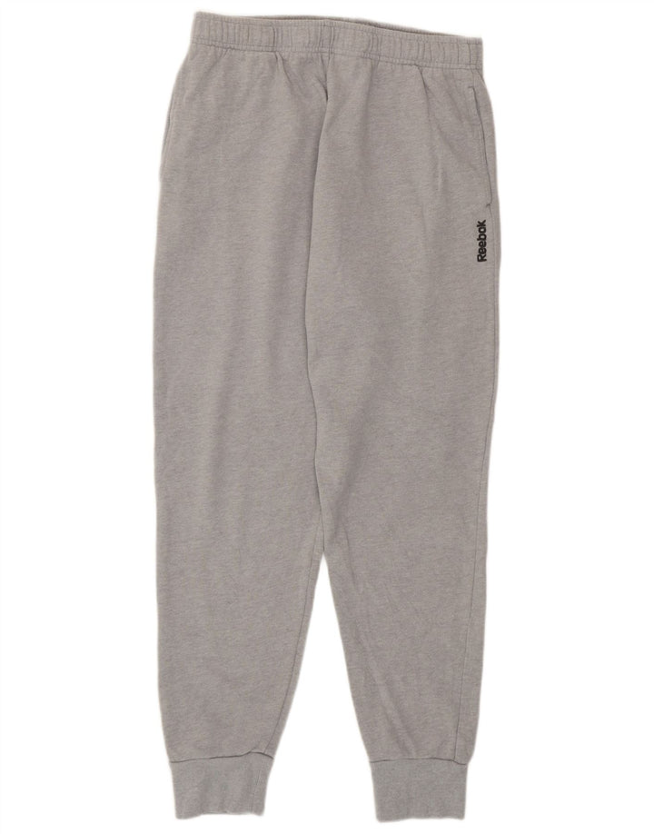 Calça de treino masculina REEBOK, joggers, algodão cinza médio
