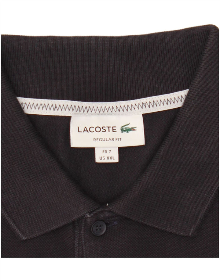 Camisa polo masculina Lacoste Regular Fit tamanho 7 2XL azul marinho