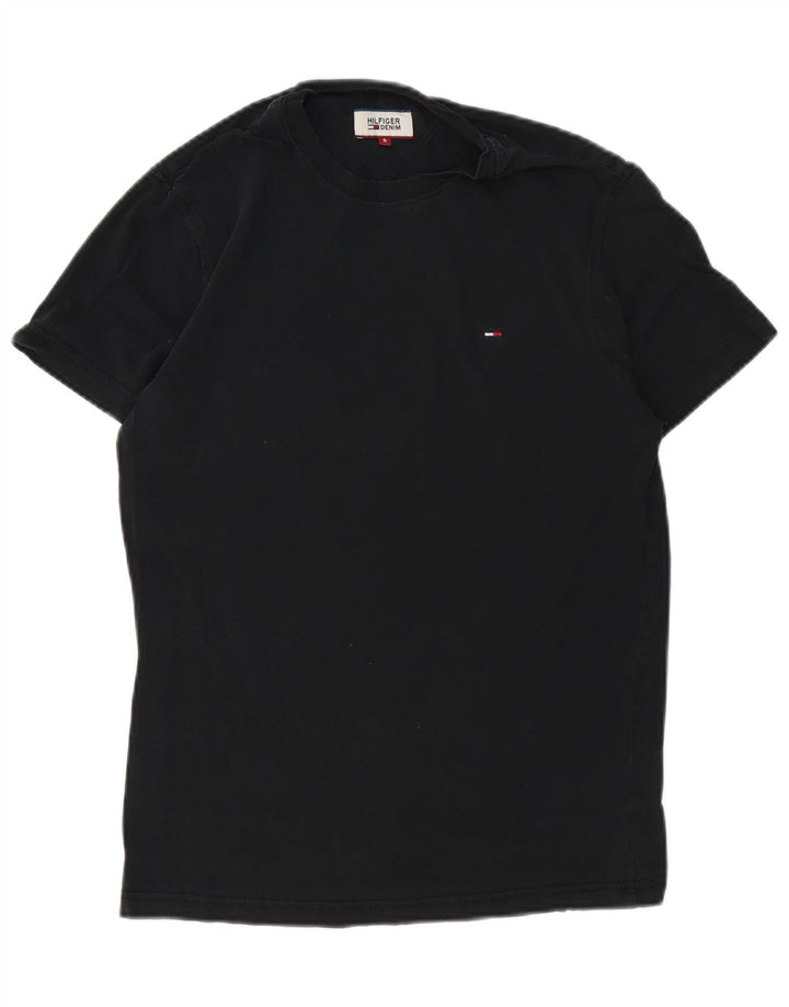 Camiseta masculina Tommy Hilfiger top pequeno algodão preto