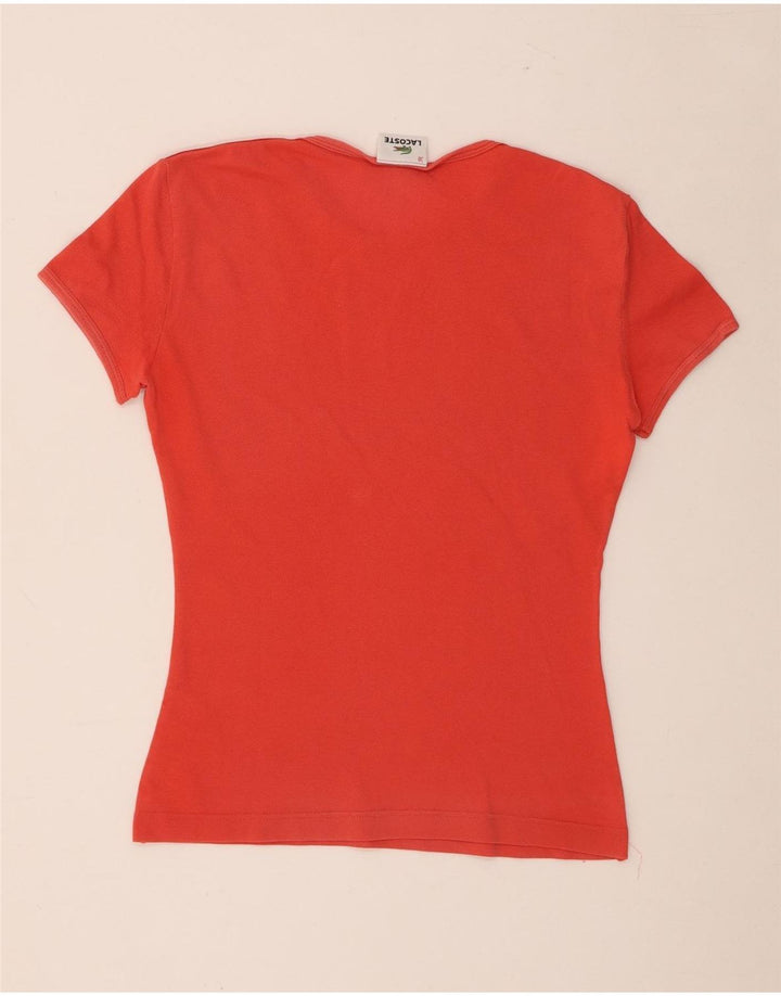 Camiseta feminina Lacoste tamanho superior 38 algodão laranja médio