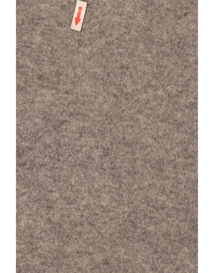 Suéter feminino Boden com zíper e gola uk 14 lã manchada cinza médio