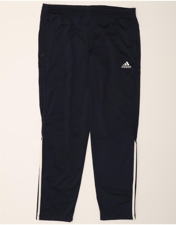 Calças de treino masculinas Adidas UK 40/42 poliéster azul marinho médio