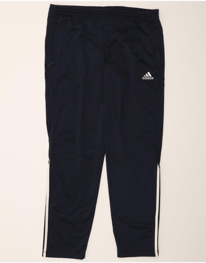 Calças de treino masculinas Adidas UK 40/42 poliéster azul marinho médio