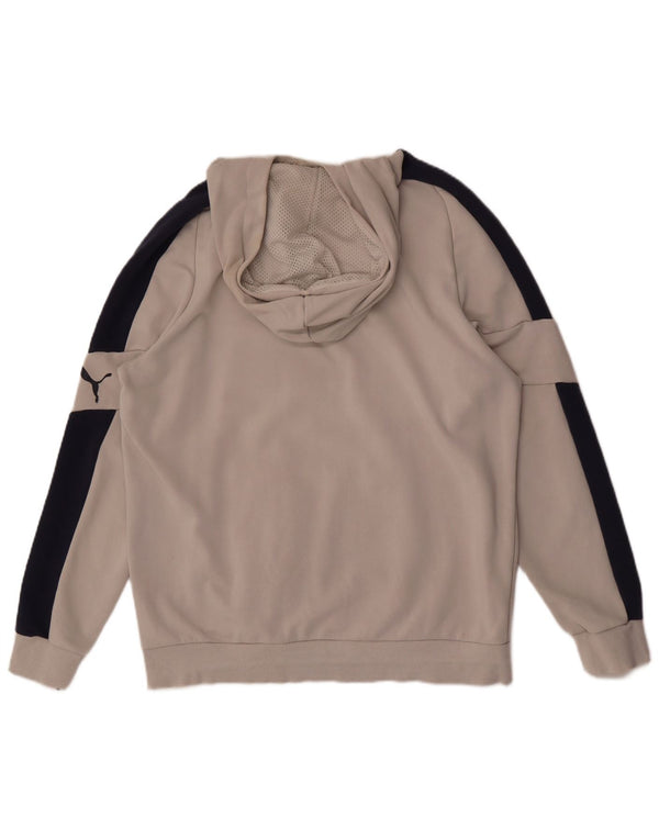 Suéter com capuz gráfico masculino Puma grande cinza colorblock algodão