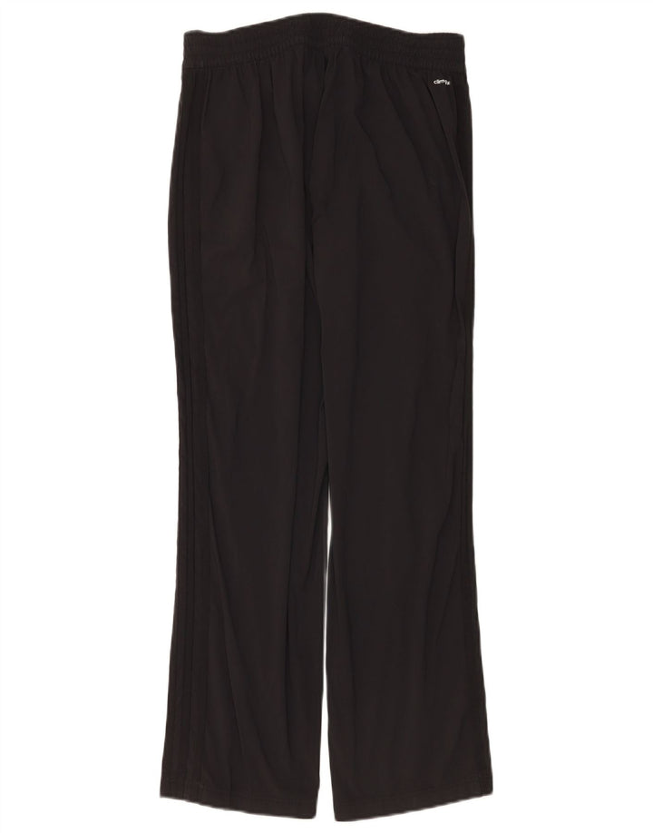 Calças retas femininas Adidas UK 10 pequenas W30 L28 poliéster preto