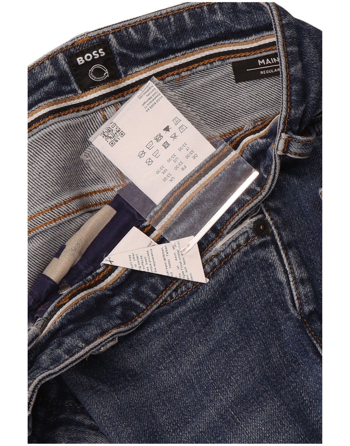 Hugo Boss Masculino Regular Straight Jeans W33 L28 Azul Algodão