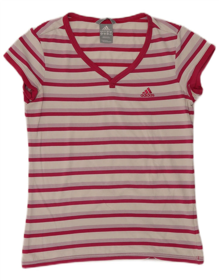 Camiseta Adidas Feminina Top UK 12 Médio Listrado Rosa