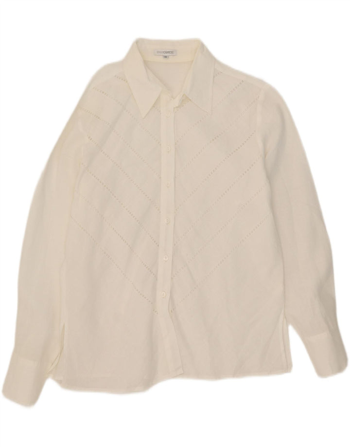 Camisa feminina Naracamicie UK 14 grande listrada branca