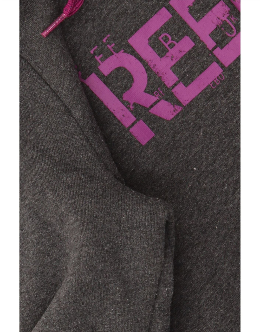 Suéter Reebok feminino com capuz e zíper gráfico UK 10 pequeno algodão cinza