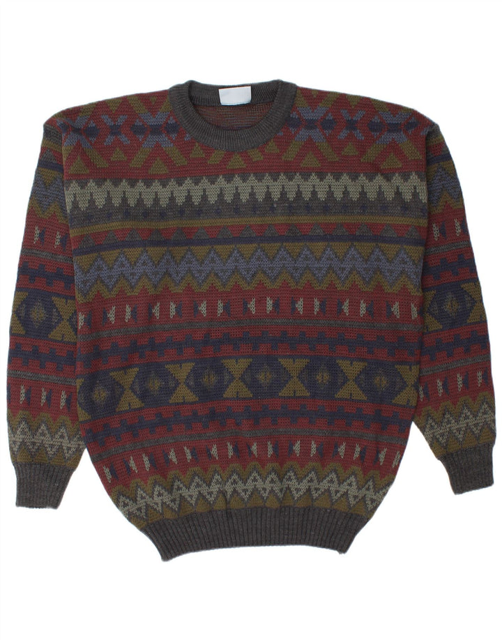Suéter masculino San Marco com gola redonda IT 56 XL multicolorido geométrico