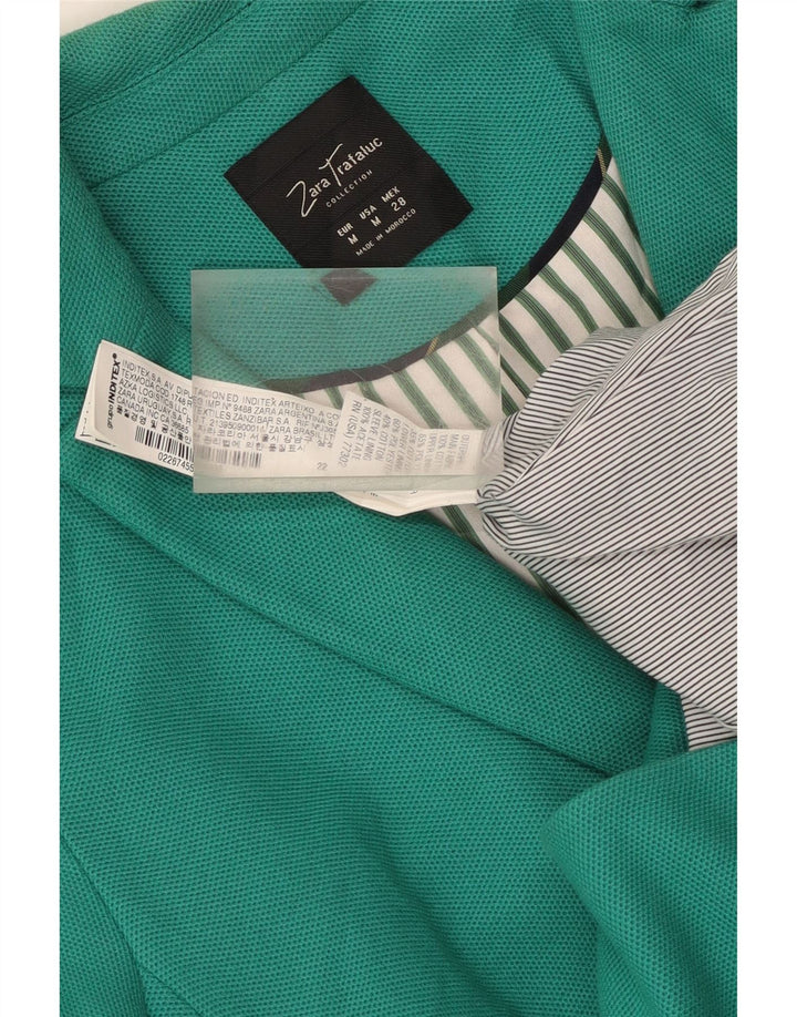 Jaqueta blazer feminina Zara Crop 2 botões Reino Unido 12 algodão verde médio
